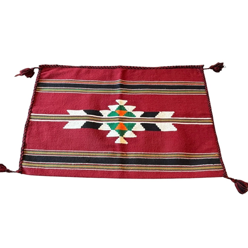 Southwestern Kilim Lumbar Pillow Cover Geometric Tribal Tassel 16x24 Tassels - Picture 1 of 9